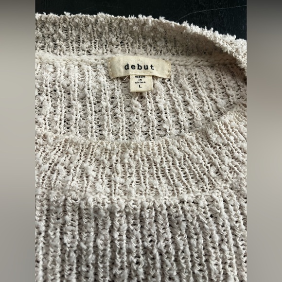 DEBUT cropped Sweater Large Color Blocked Neutral Pullover Casual - Picture 2 of 9